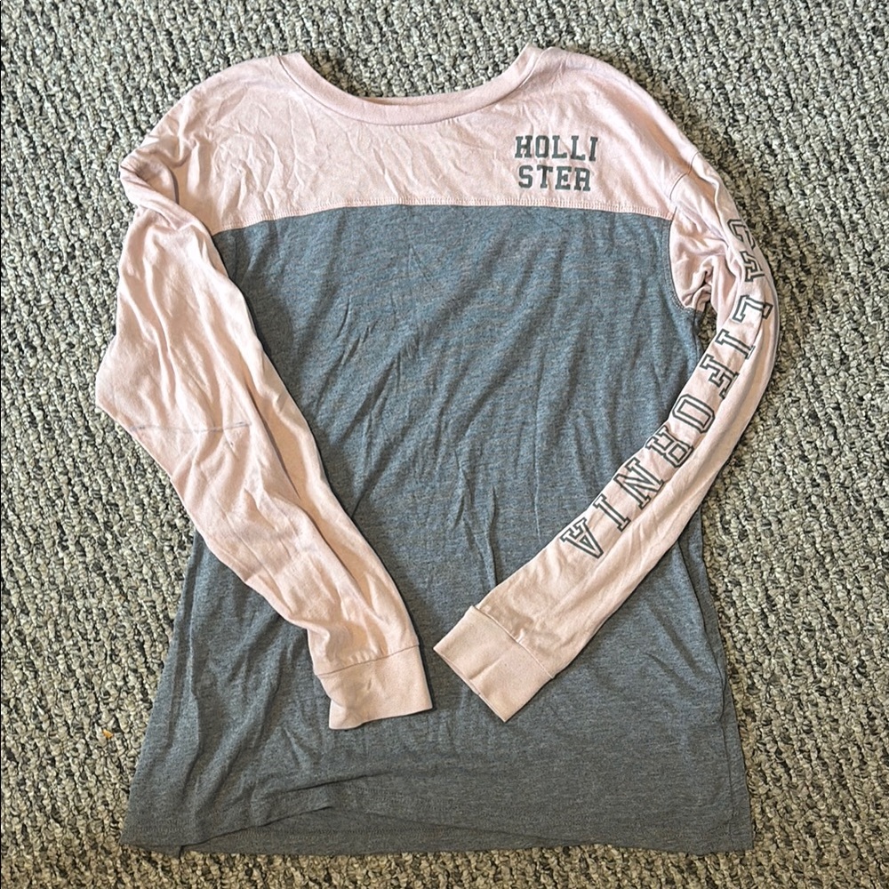 Hollister Blush and Charcoal Long Sleeve Tee